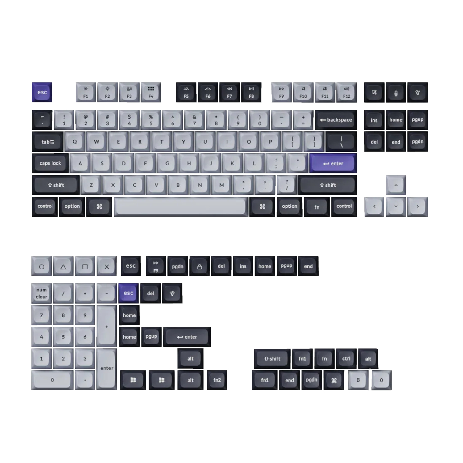PBT-46_Keychron-Double-Shot-KSA-PBT-Keycap-Set-Dark-Grey-White-Smoke_wr_01a Keychron Double Shot KSA PBT Keycap Set - Dark Grey/White Smoke - Image 1