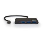 Port USB Type-C to 3 x USB3.0 and 1 x Type-C PD 30cm 4 Port Hub - Black - Image 2