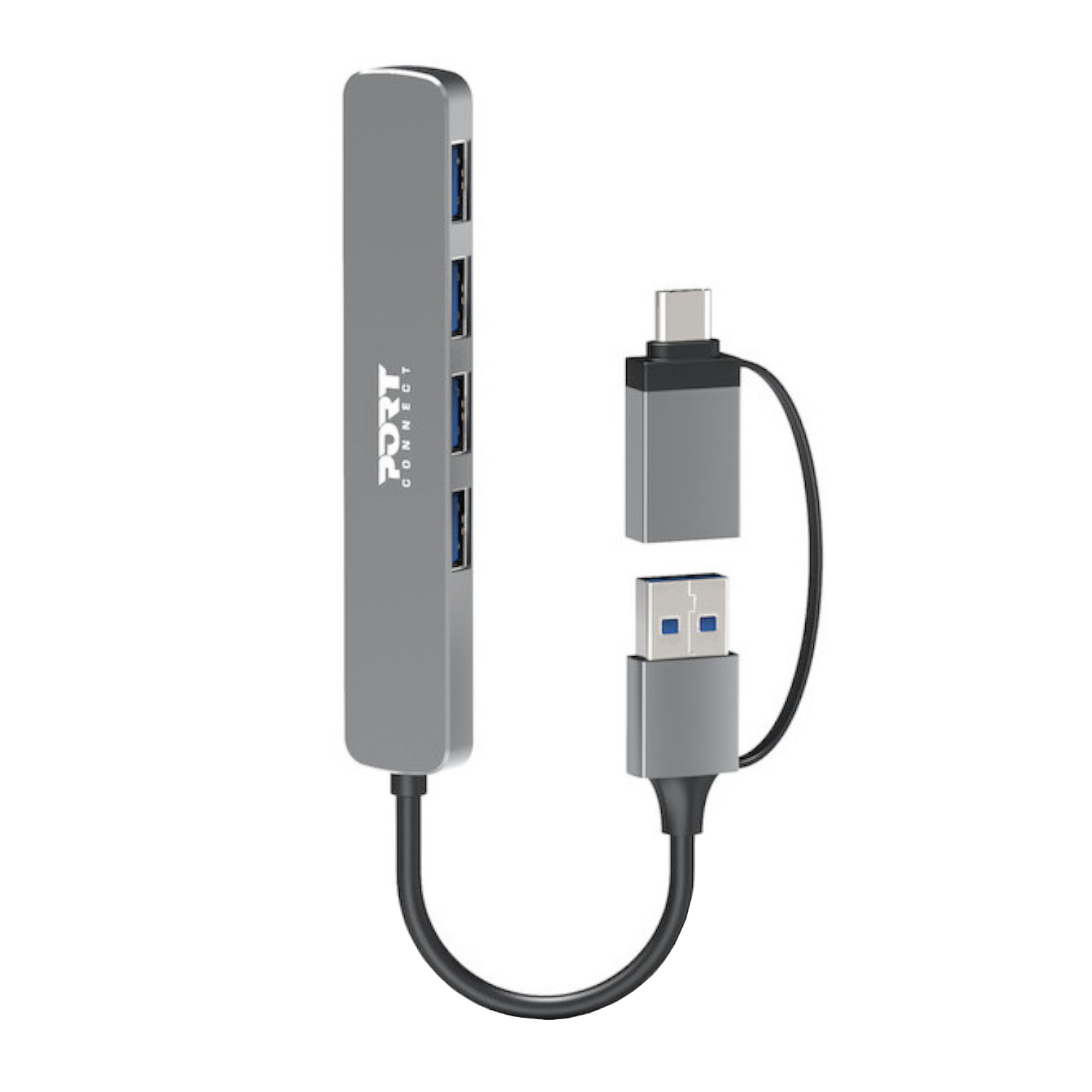 Port Connect USB Type-C to 4-port USB-A 3.0 Hub - Image 1