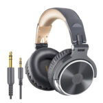 Oneodio Pro 10 Professional Wired Over Ear DJ and Studio Monitoring Headphones - Grey/Gold - Image 2