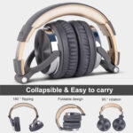 Oneodio Pro 10 Professional Wired Over Ear DJ and Studio Monitoring Headphones - Grey/Gold - Image 4