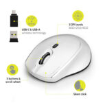 Port Connect Silent 1600DPI 3 Button Wireless Mouse - White - Image 3