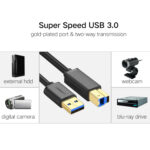 UGREEN US210 USB-A Printer Cable 2M - Black - Image 3