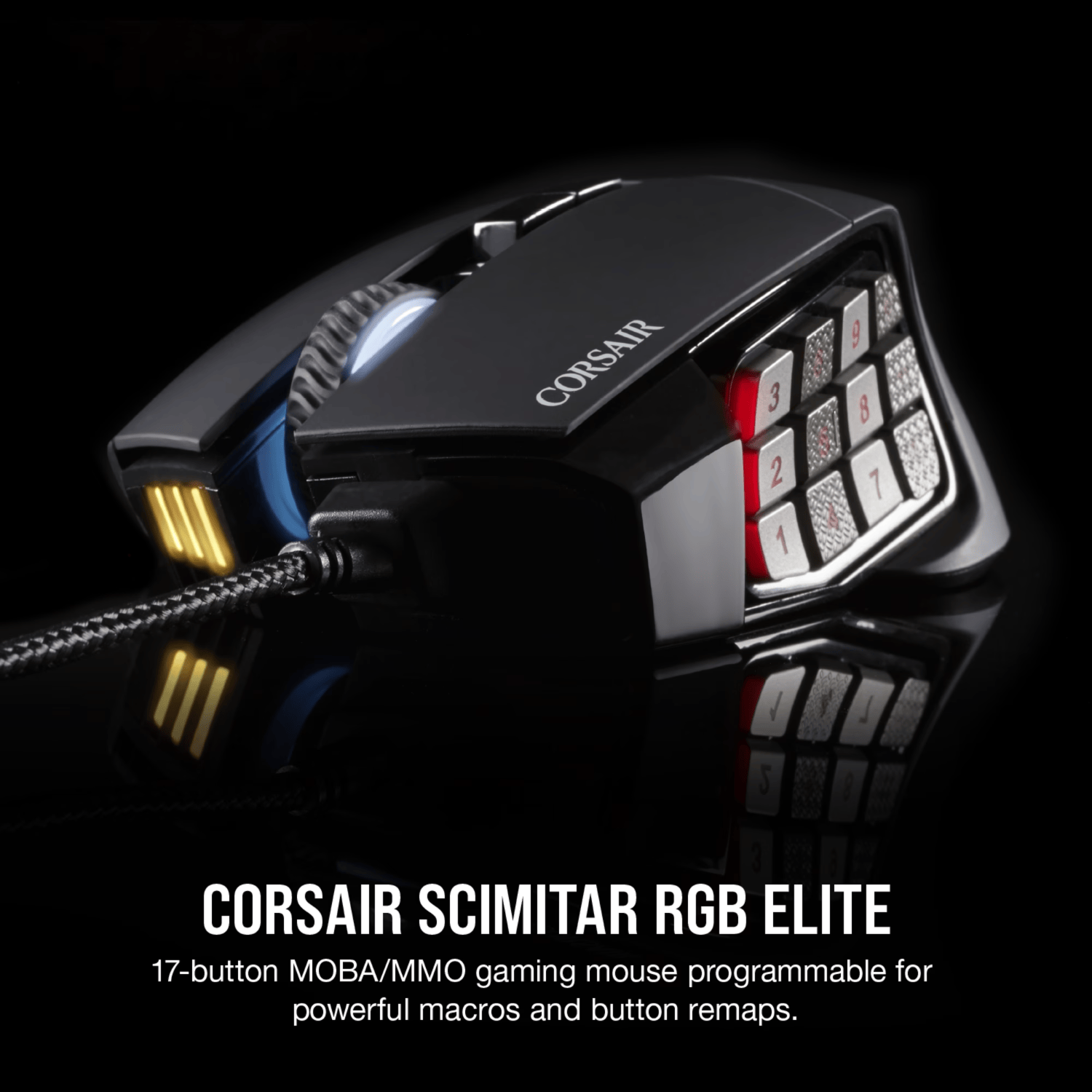 Corsair SCIMITAR RGB ELITE Optical 18 000 DPI MOBA/MMO Gaming Mouse - Black
