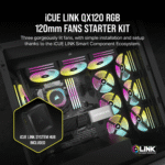 Corsair iCUE LINK QX120 RGB 120mm PWM PC Fans Starter Kit with iCUE LINK System Hub