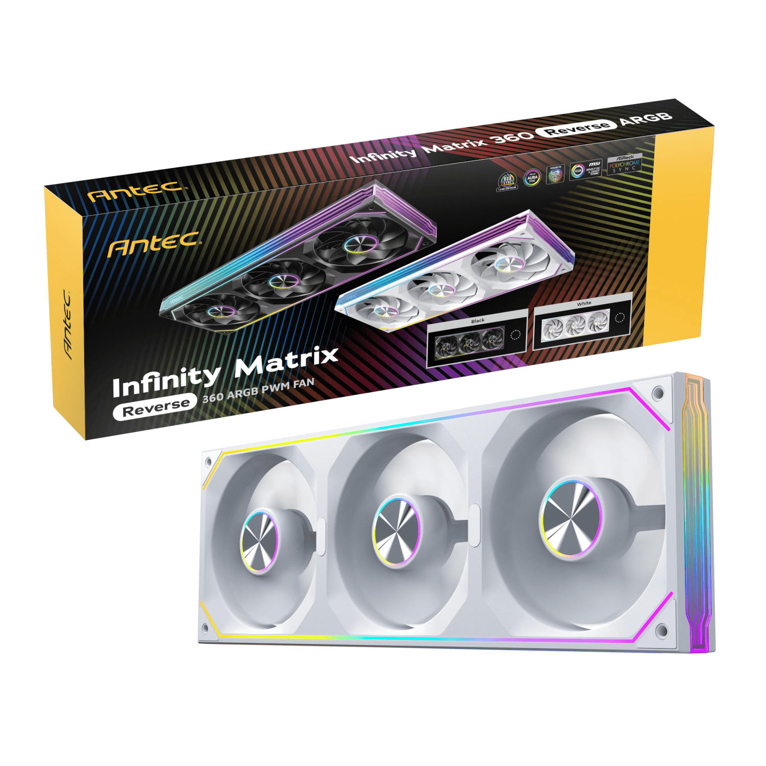 Antec INFINITY MATRIX PWM 360mm ARGB Reverse Case Fan Single Frame - White