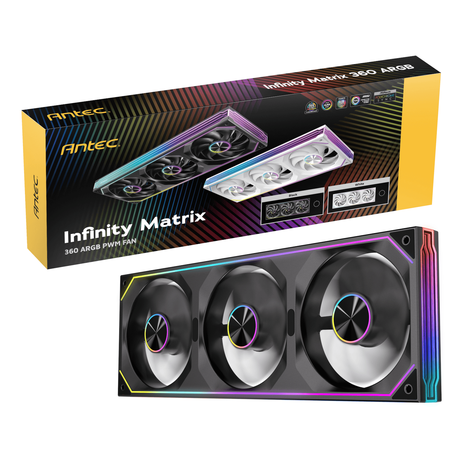Antec INFINITY MATRIX PWM 360mm ARGB Case Fan Single Frame - Black